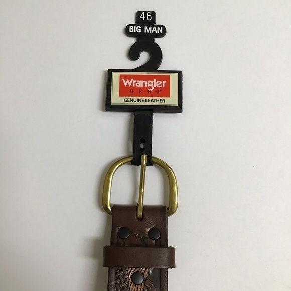 Wrangler EAGLE Leather Belt SZ 46 Western Men Embossed 100% Brown Tan Rodeo NEW - Picture 15 of 15